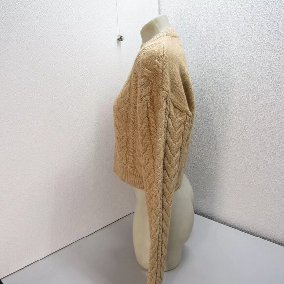 NEW DH NEW YORK Womens Eloise Crew Neck Cable Sweater Light Brown Size M - Picture 10 of 13